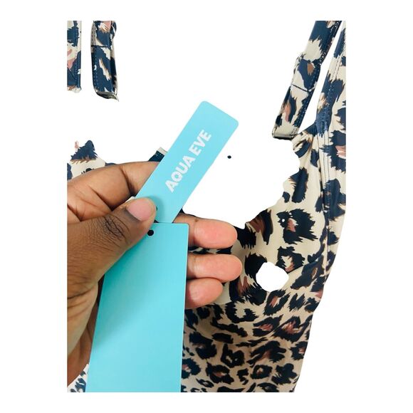 NWT Aqua Eve Womens Leopard Swim Tankini Adjustable Straps Padded Brown 26W - Picture 4 of 7